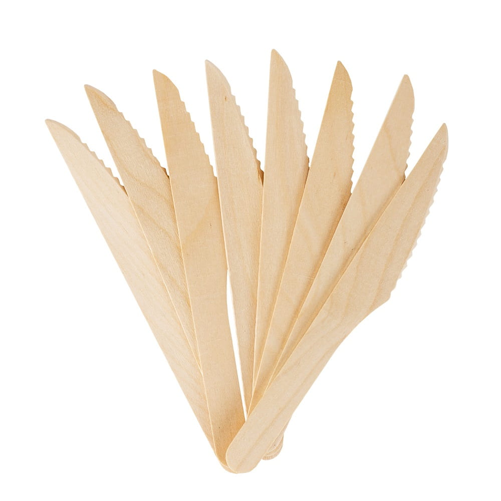 Nóż bio drewniany 165 mm zestaw 100 sztuk | biuroweokazje.pl | Zamów natychmiast!