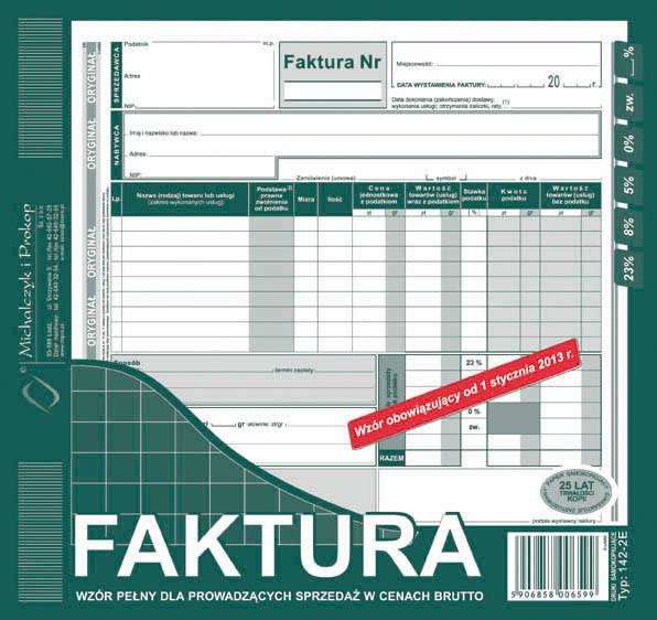 Druk faktura vat 2/3 A4 brutto 1+1 | biuroweokazje.pl | Skorzystaj z okazji