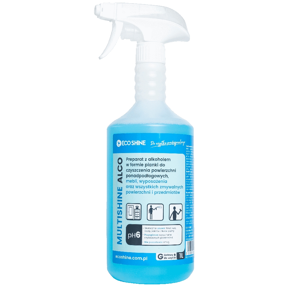 Eco Shine multishine alco 1 l gotowy do użycia płyn z alkoholem do bieżącego czyszczenia | biuroweokazje.pl | Kup już teraz!