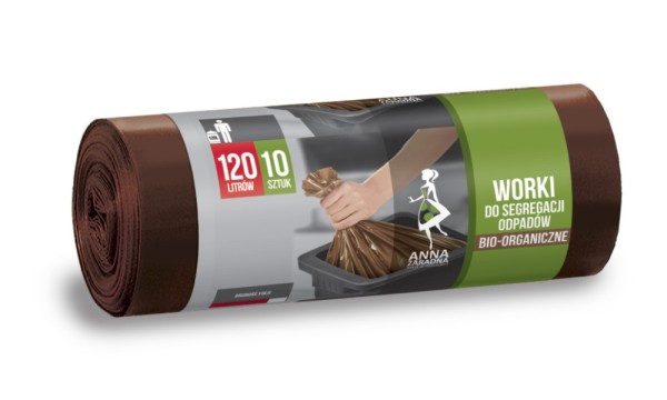 Worki do segregacji odpadów Anna Zaradna, bio, 120 l, zestaw 10 sztuk., brązowe, brązowy | biuroweokazje.pl | Zamów korzystnie!