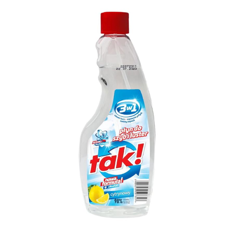 Płyn do szyb Tak! zapas 500 ml cytryna | biuroweokazje.pl | Kup z rabatem!