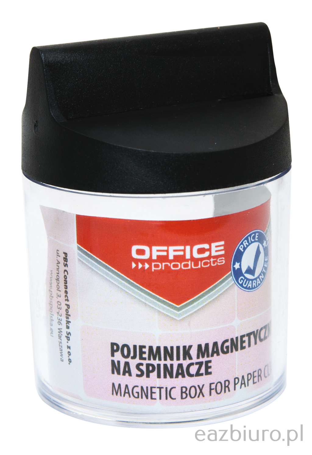 Pojemnik magnetyczny na spinacze Office Products, okrągły, bez spinaczy, transparentny | biuroweokazje.pl | Kup online!