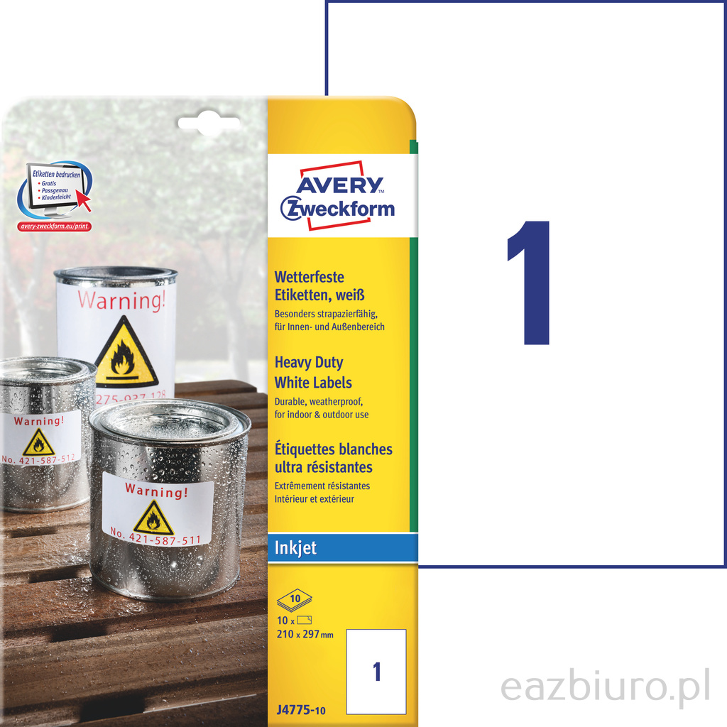 Etykiety heavy duty Avery Zweckform; A4, 10 ark./o | biuroweokazje.pl | Skorzystaj z hitu sprzedaży