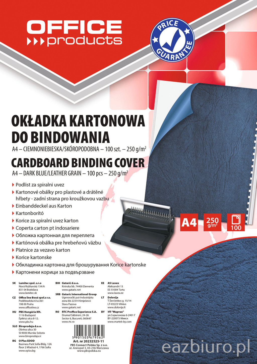 Okładki do bindowania Office Products, karton, A4, 250gsm, skóropodobne, zestaw 100 sztuk, | biuroweokazje.pl | Zamów błyskawicznie!