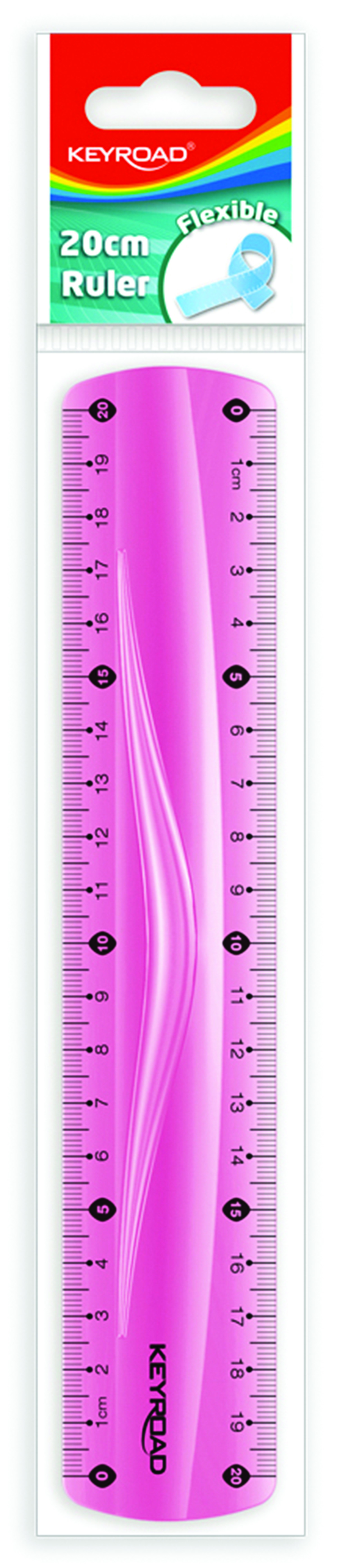 Linijka Keyroad, 20 cm, elastyczna, zawieszka, różowa | biuroweokazje.pl | Weź okazję!