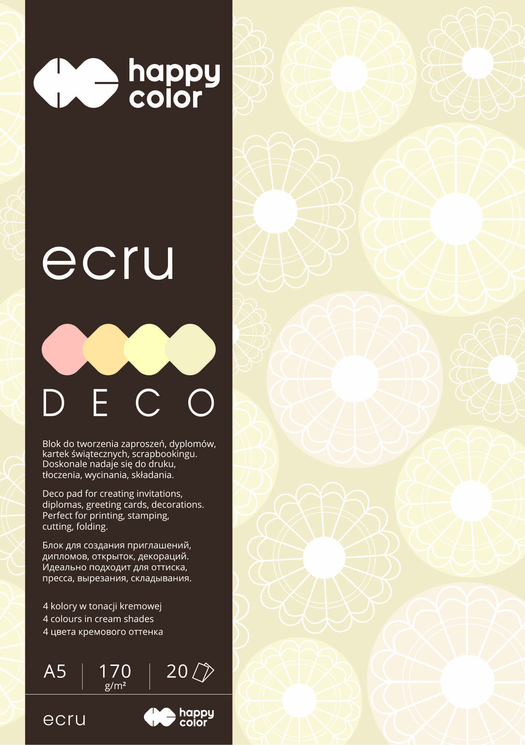 Blok deco ecru A5, 170g, 20 ark, 4 kol., happy c | biuroweokazje.pl | Poznaj nową jakość