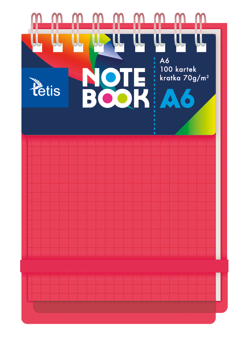 Czerwony kołonotatnik pp z przekładkami A6 Tetis, 100 kartek w kratkę | biuroweokazje.pl | Zamów bezpiecznie!