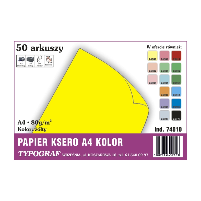 Papier ksero A4 żółty 80 g/50ark | biuroweokazje.pl | Kup z rabatem!