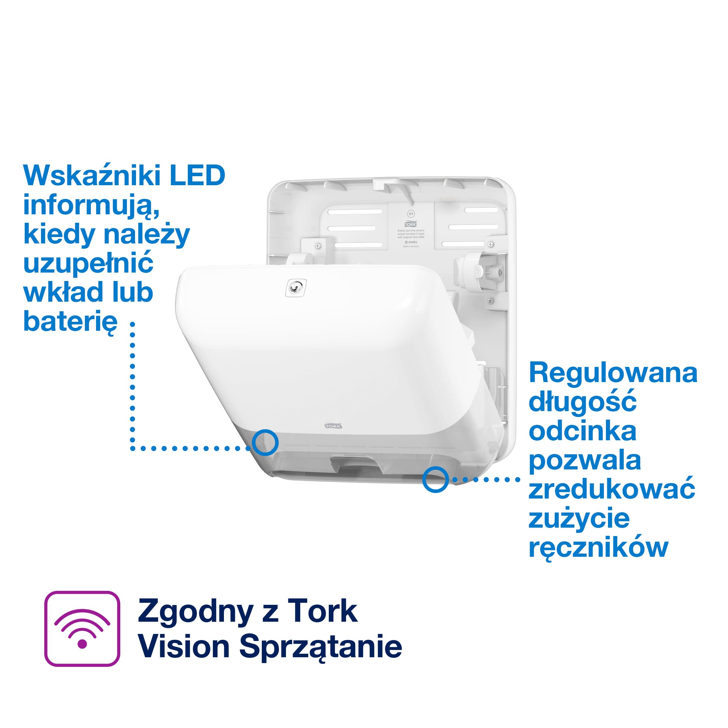 Tork matic® dozownik do ręczników papierowych w roli z sensorem intuition, biały, h1, | biuroweokazje.pl | Kup sprytnie!