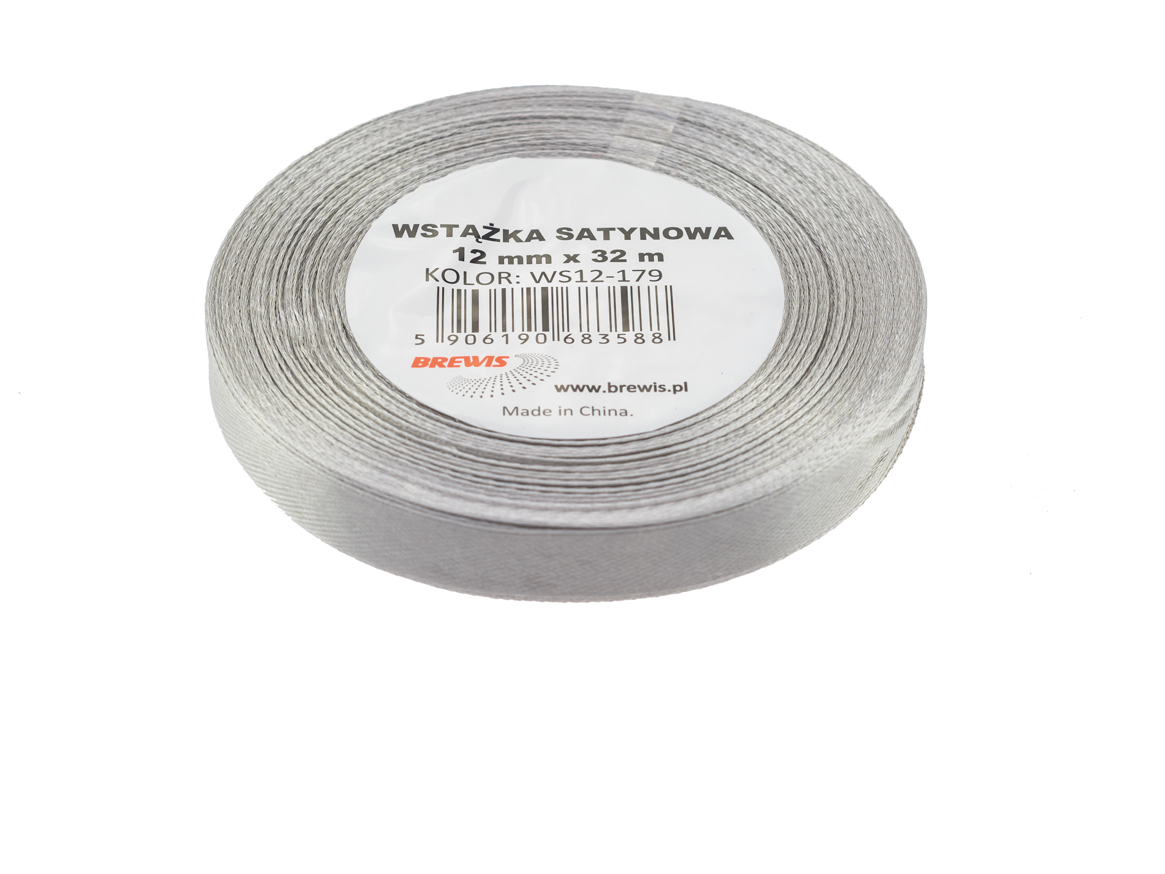 Wstążka Brewis satynowa 12 mm 32 m popielaty | biuroweokazje.pl | Zamów taniej!