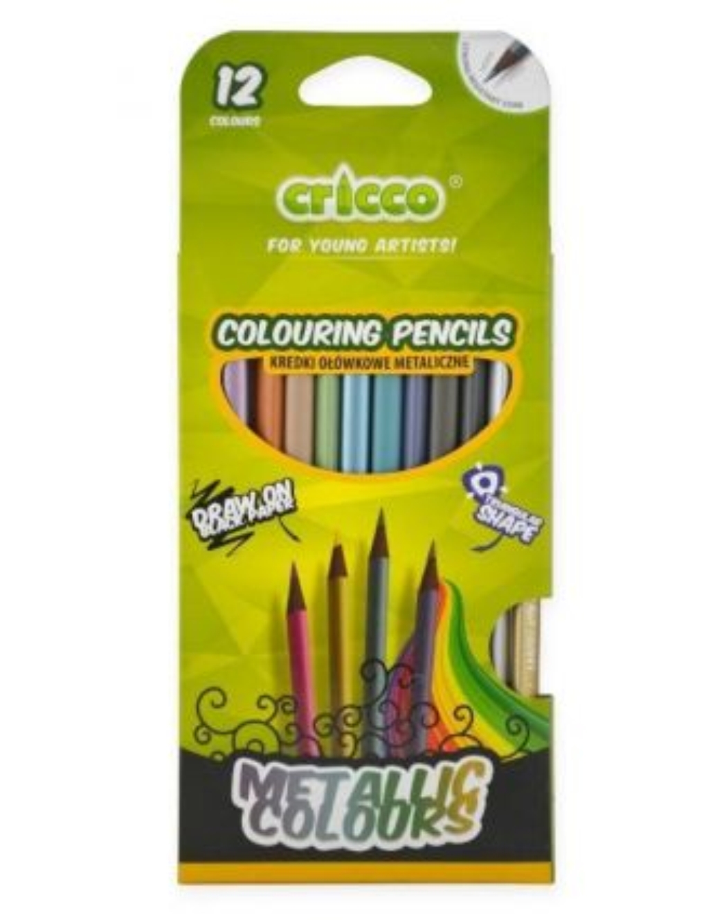 Kredki Cricco trójkątne 12 kolorów metaliczne black wood | biuroweokazje.pl | Zamów wygodnie!