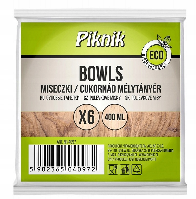 Miseczka na zupę 400 ml Piknik zestaw 6 sztuk. | biuroweokazje.pl | Zamów teraz!