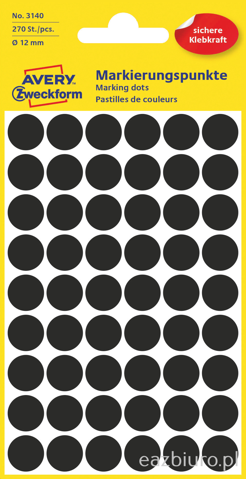 Etykiety kółeczka do zaznaczania, zf3140 czarne 12 mm | biuroweokazje.pl | Kliknij i kup!