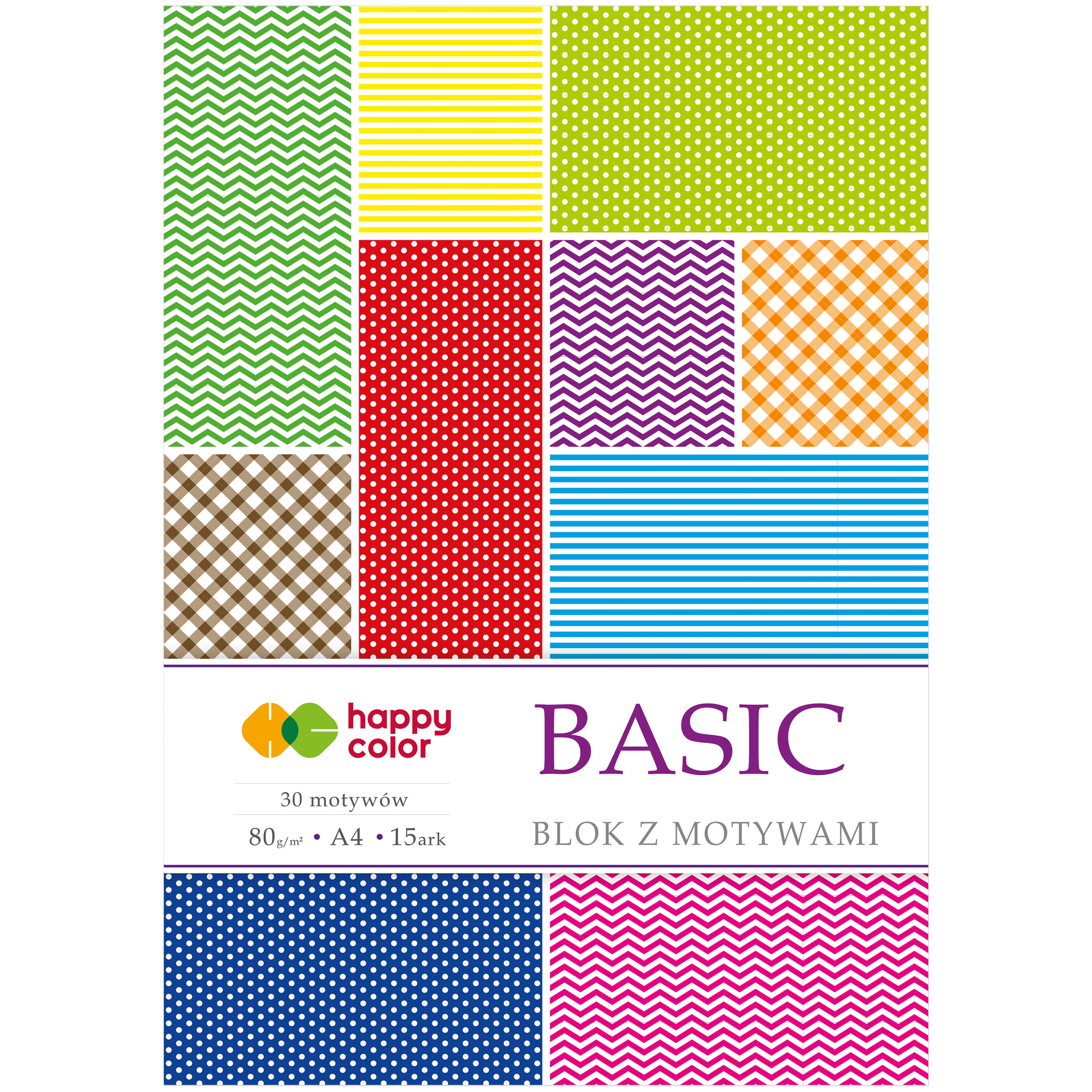 Blok z motywami basic, 80g/m2, A4, 15 ark, 30 mo | biuroweokazje.pl | Wybierz pewny zakup