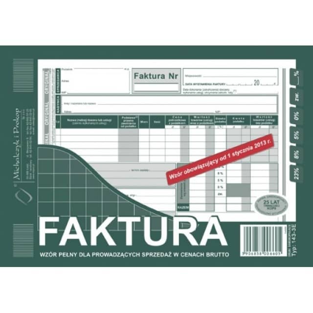Druk faktura A5 brutto pełna poziom | biuroweokazje.pl | Działaj śmiało!