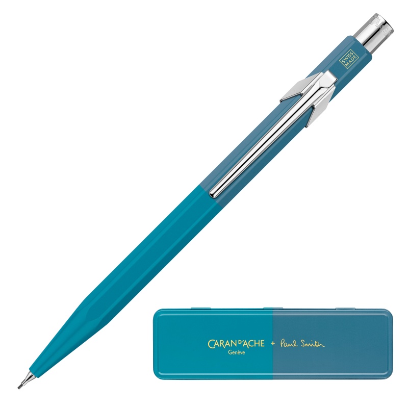 Ołówek mechaniczny Caran D'Ache 844 Paul Smith 0,5 Sky Cyan/Steel w pudełku | biuroweokazje.pl | Skorzystaj dziś!