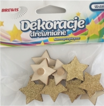 Brokatowe dekoracje drewniane złote gwiazdki dd1 | biuroweokazje.pl | Zobacz dlaczego warto