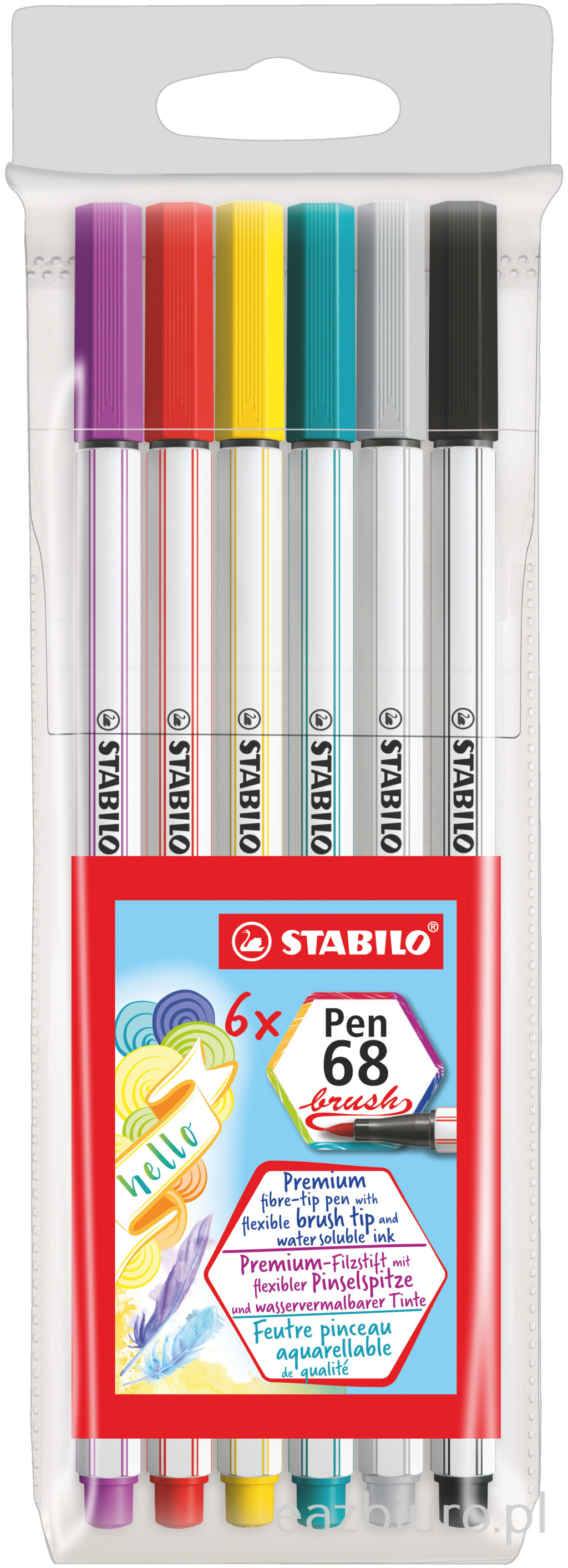 Flamastry Stabilo pen 68 brush etui zestaw 6 sztuk | biuroweokazje.pl | Nie czekaj!