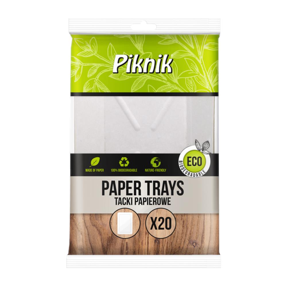 Tacka papierowa prostokątna 14 x 20 cm Piknik zestaw 20 sztuk. | biuroweokazje.pl | Działaj teraz!