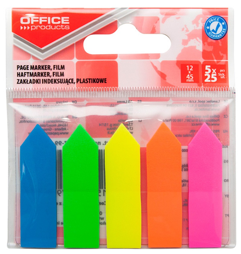 Zakładki indeksujące Office Products, strzałka, pp, 12 x 45 mm, 5 x 25 kart., zawieszka, | biuroweokazje.pl | Skorzystaj dziś!
