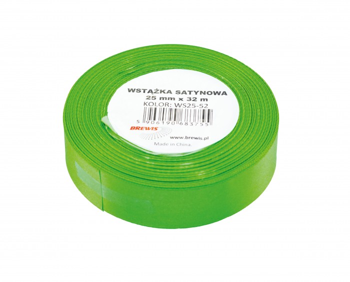 Wstążka satynowa Brewis 25 mm zielony | biuroweokazje.pl | Kup online!