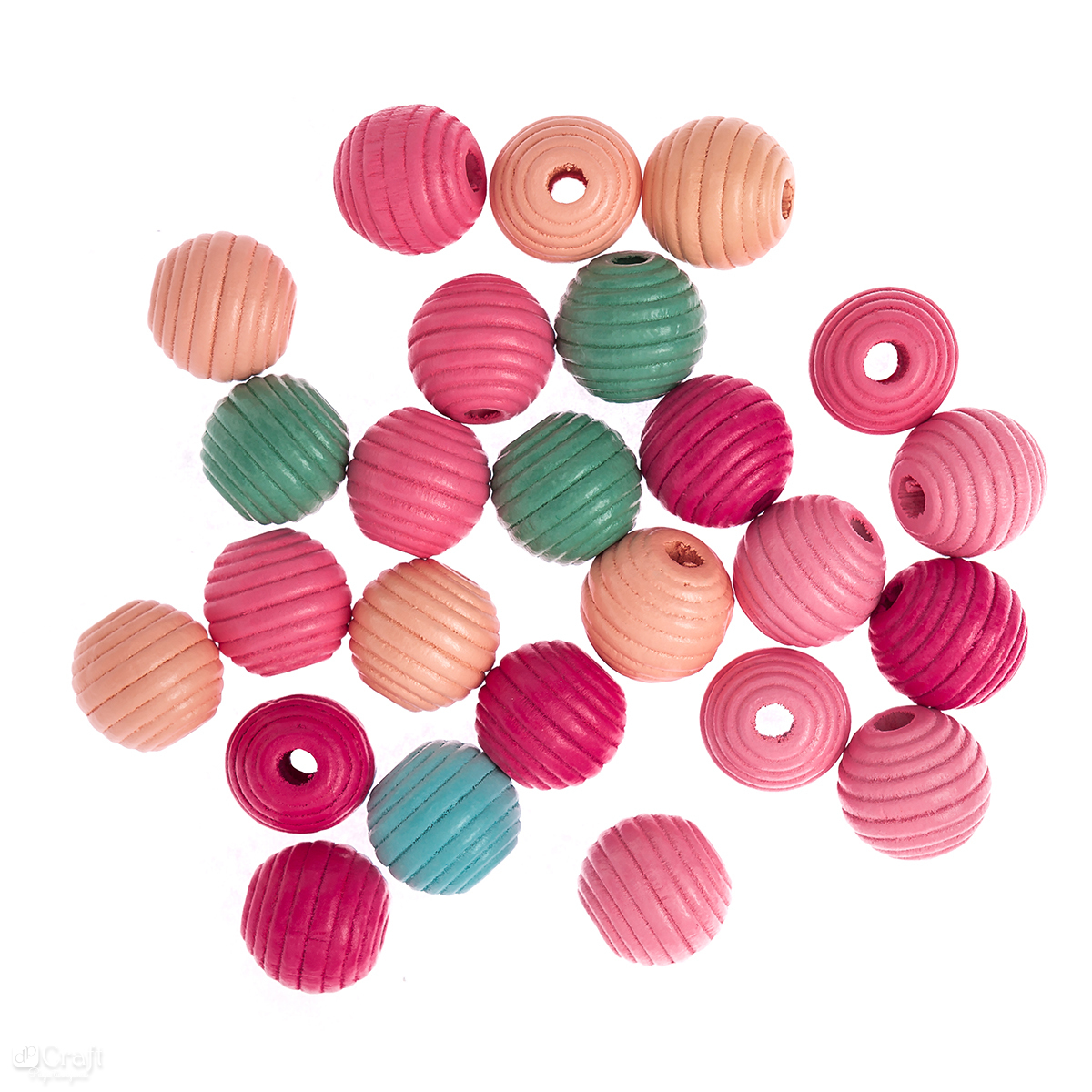 Drewniane koraliki frezowanei 15 mm zestaw 25 sztuk. multikolor | biuroweokazje.pl | Weź zanim zniknie!