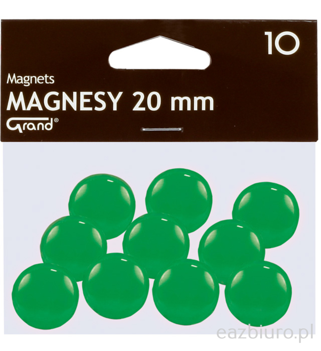 Magnes 20 mm Grand zielony zestaw 10 sztuk | biuroweokazje.pl | Sprawdź ofertę!