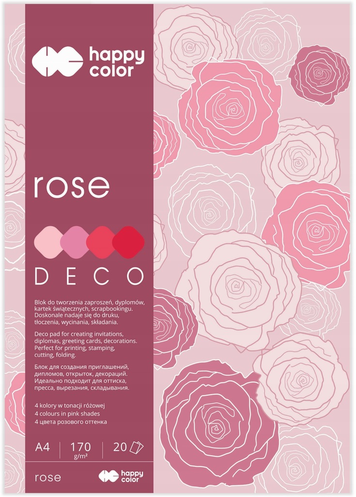 Blok deco rose A4, 170g, 20 ark, 4 kol. tonacja | biuroweokazje.pl | Skorzystaj z wyjątkowej oferty