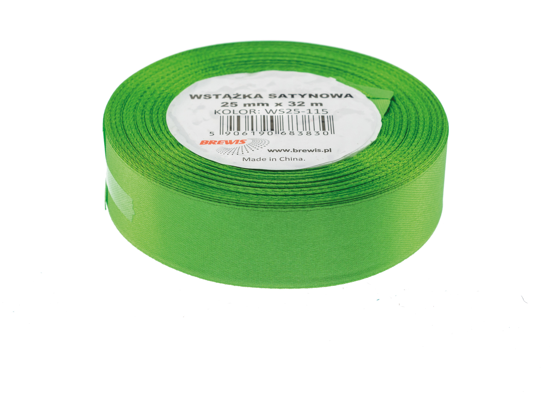 Wstążka Brewis satynowa 25 mm 32 m trawiasta zieleń | biuroweokazje.pl | Weź okazję!