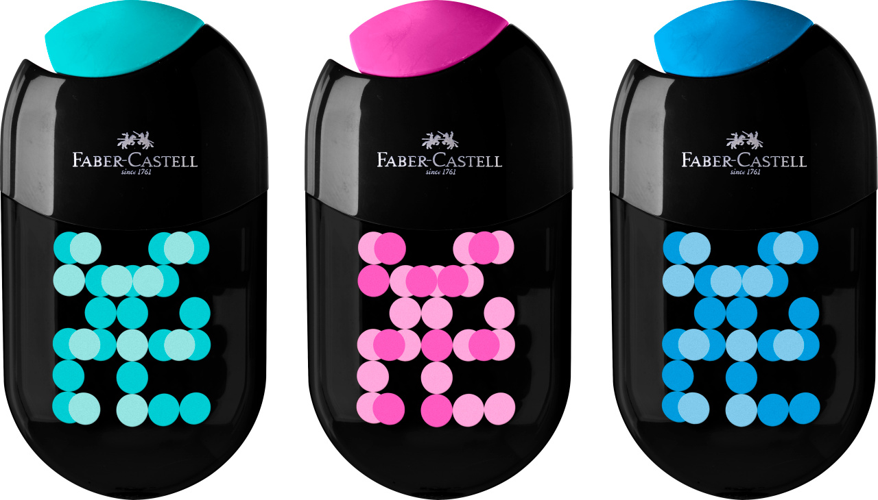 Temperówka podwójna z gumką two tone mix 3 kolorów Faber-Castell | biuroweokazje.pl | Kup online!