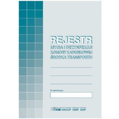 Druk rejestr mycia i dezynfekcji komory ładunkowej środka transportu | biuroweokazje.pl | Zamów rozsądnie!
