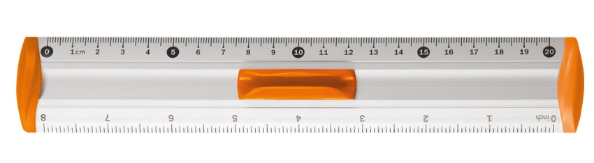 Linijka aluminiowa 20 cm z uchwytem pomarańczowy brzeg | biuroweokazje.pl | Nie czekaj!