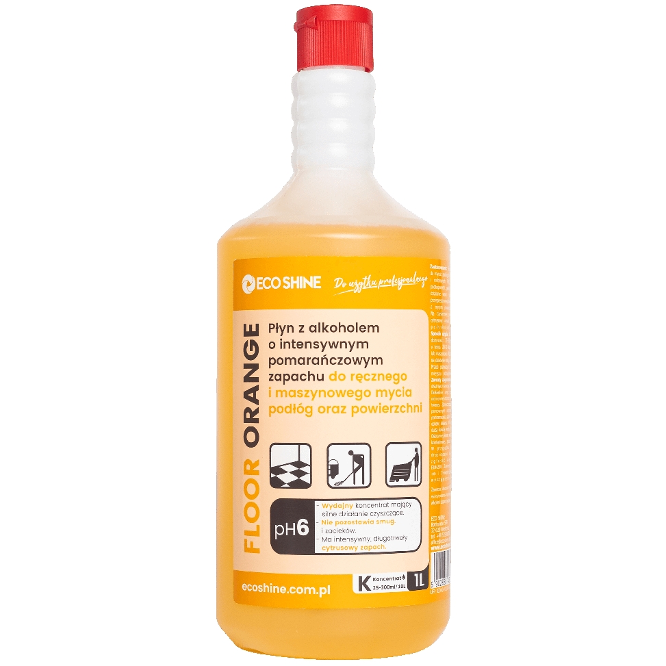 Eco Shine floor orange 1 l niskopieniący płyn z alkoholem do maszynowego mycia podłóg | biuroweokazje.pl | Kup w sekundę!