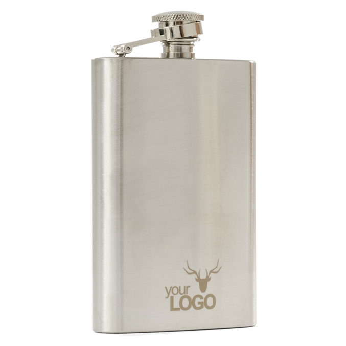 Piersiówka NEVIS srebrna 240 ml z grawerem | biuroweokazje.pl | Zamów taniej!