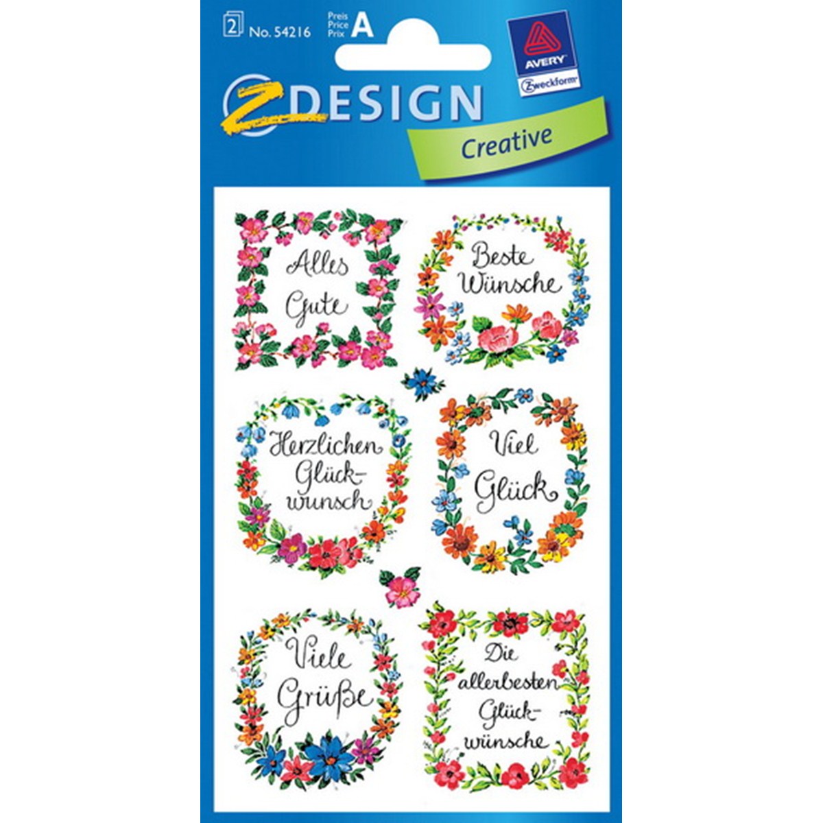 Naklejki błyszczące - dedykacja (jniemiecki) avery z-design | biuroweokazje.pl | Zamów szybko!