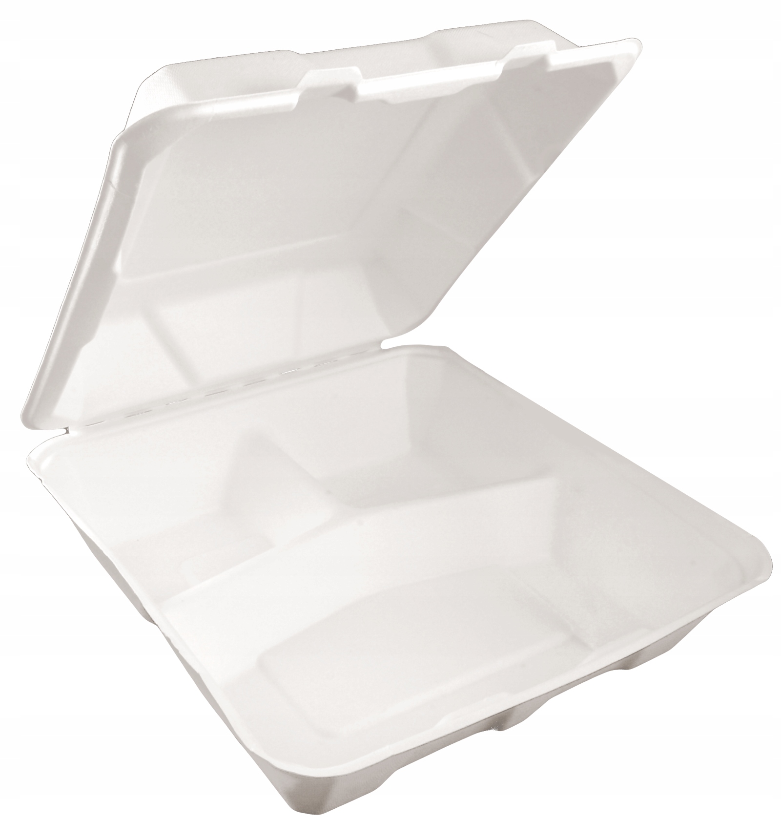 Lunch box kwadratowy z trzciny cukrowej 3 komory 23 cm 1500 ml zestaw 50 sztuk. | biuroweokazje.pl | Kup taniej!