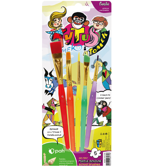 Pędzle zestaw Fiorello 5 sztuk mix Tytus Romek i A'Tomek | biuroweokazje.pl | Zamów bezpiecznie!