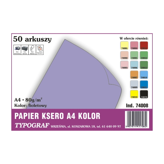 Papier ksero A4 fioletowy 80 g/50ark | biuroweokazje.pl | Kup już teraz!