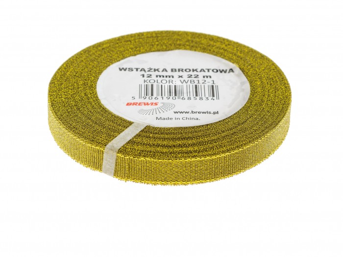Wstążka brokatowa Brewis 12 mm x 22 m złoty | biuroweokazje.pl | Wybierz i kup!