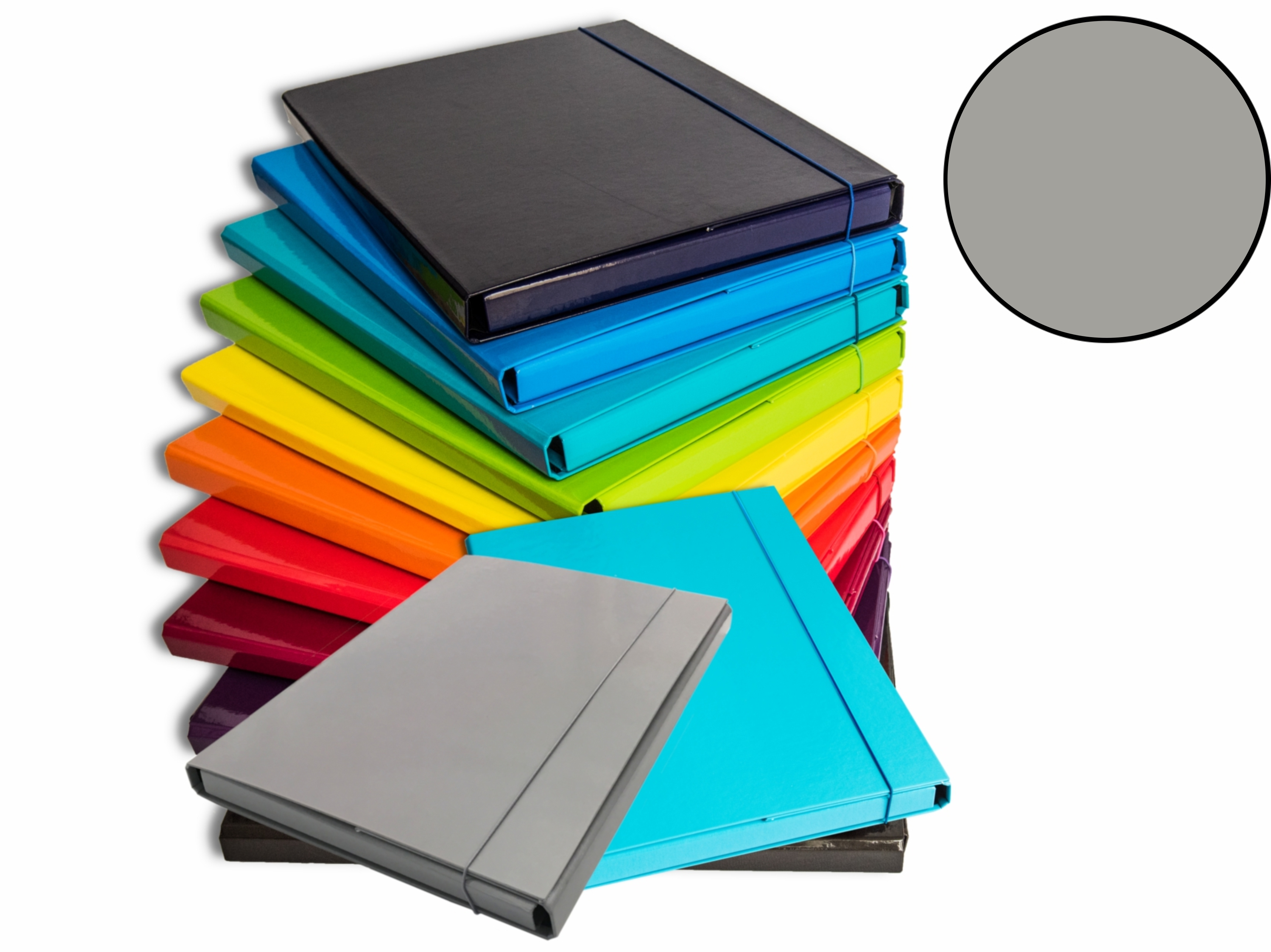 Teczka skrzydłowa z gumką 2 cm Barbara szara | biuroweokazje.pl | Zamów bez zwłoki!