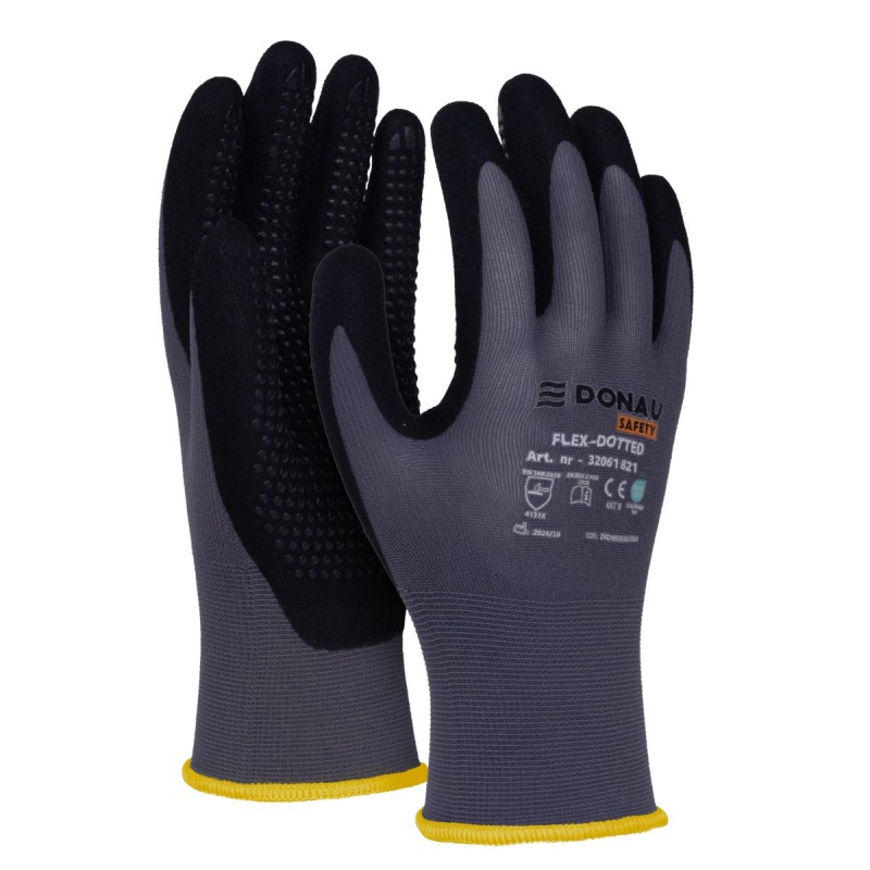 Rękawice Donau Safety Flex Dotted rozmiar 8 szare | biuroweokazje.pl | Weź najlepsze!
