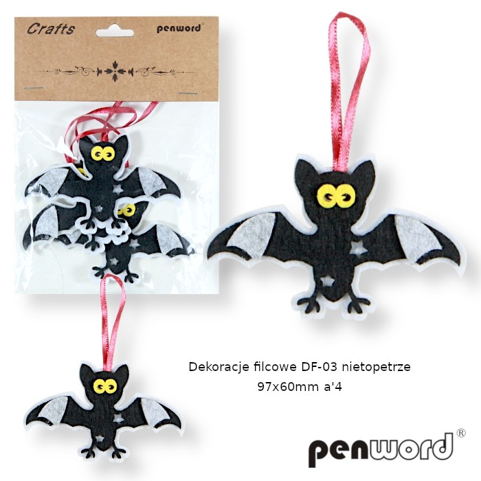 Dekoracje filcowe nietoperze 97x60mm | biuroweokazje.pl | Sięgnij po najlepsze