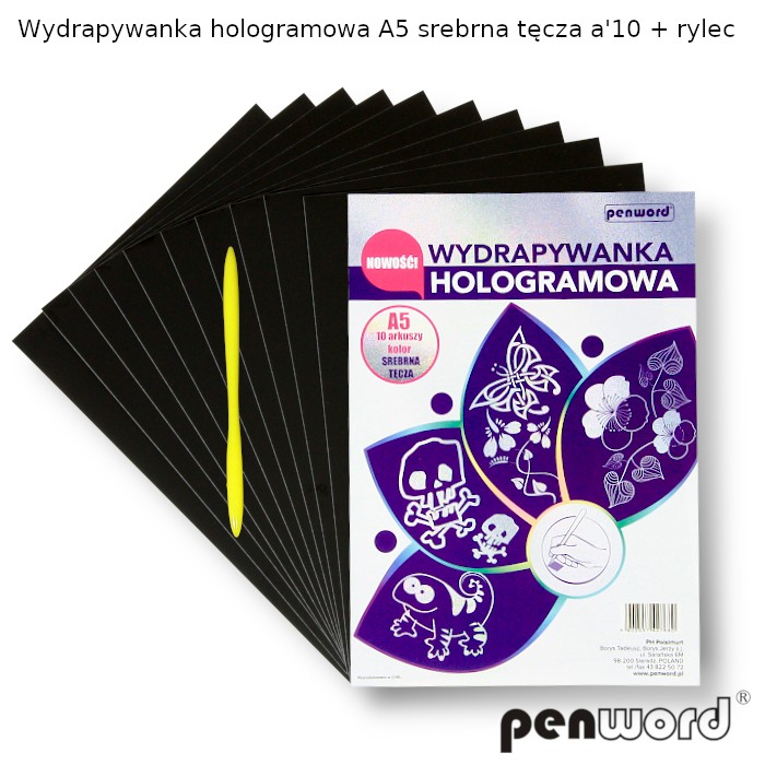 Wydrapywanka hologramowa A5 srebrna tęcza a'10 + rylec HP-13 | biuroweokazje.pl | Sprawdź cenę!