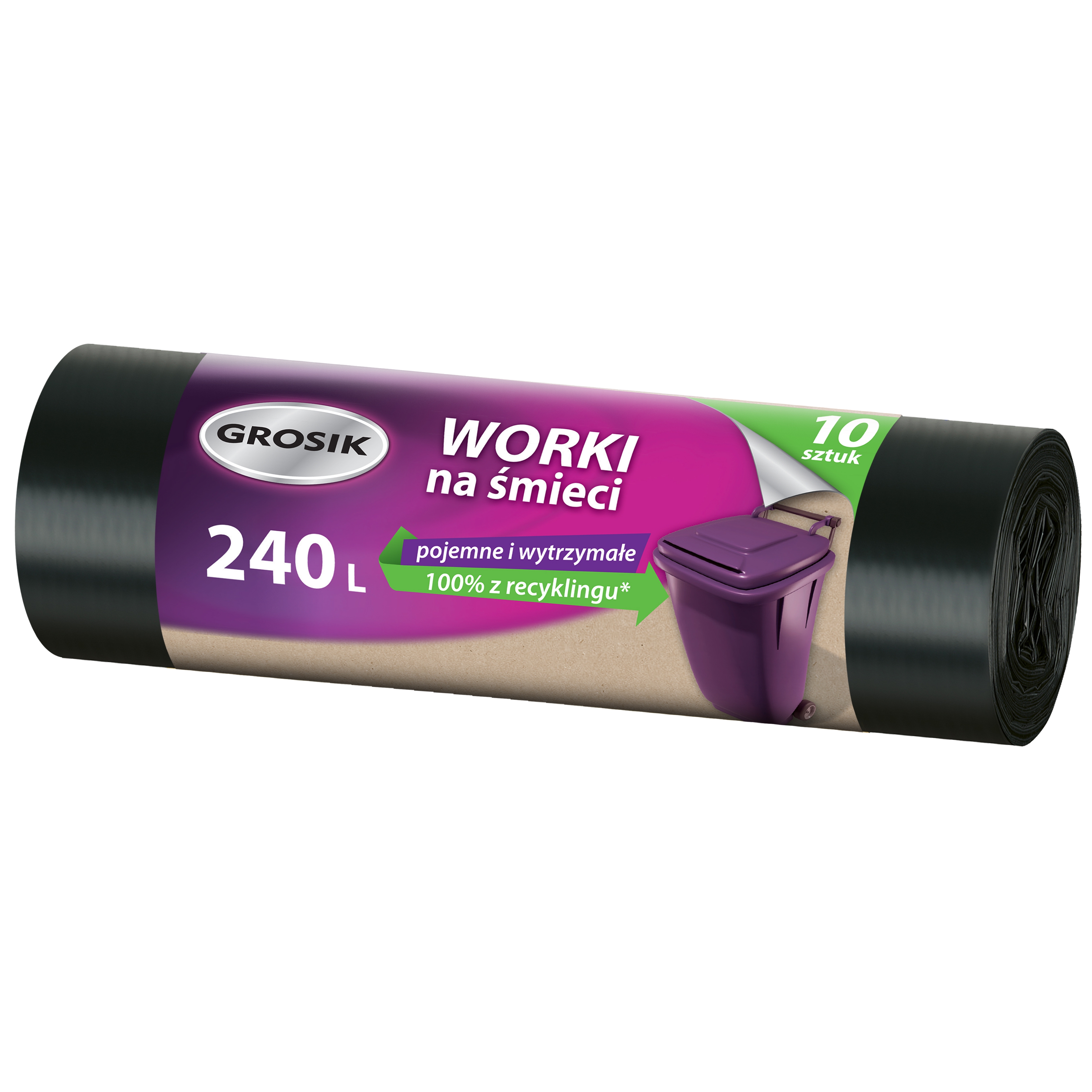 Worki na śmieci ld czarne Grosik 240 l zestaw 10 sztuk. | biuroweokazje.pl | Sprawdź cenę!