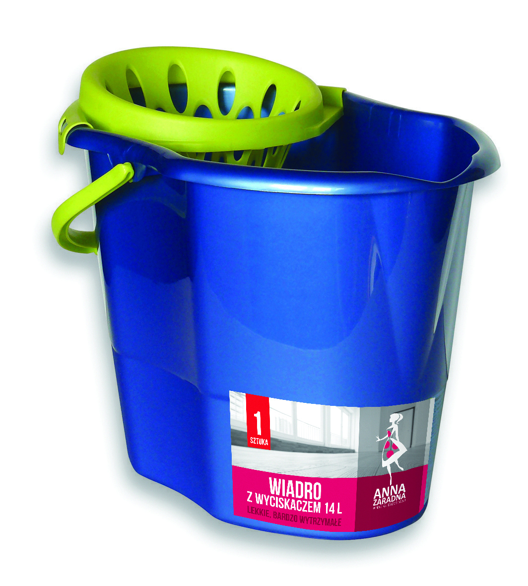 Wiadro Anna Zaradna, z wyciskaczem premium, 14 l, niebieskie, zestaw 1 sztuk., mix | biuroweokazje.pl | Wybierz i kup!