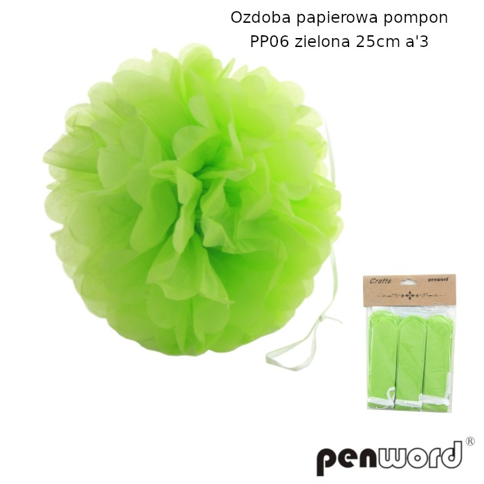 Ozdoba papierowa pompon pp06 zielona 25cma'3 | biuroweokazje.pl | Wybierz najlepsze!