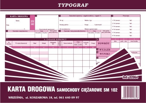 Druk karta drogowa samochodu ciężarowego sm102 Typograf | biuroweokazje.pl | Kup już teraz!