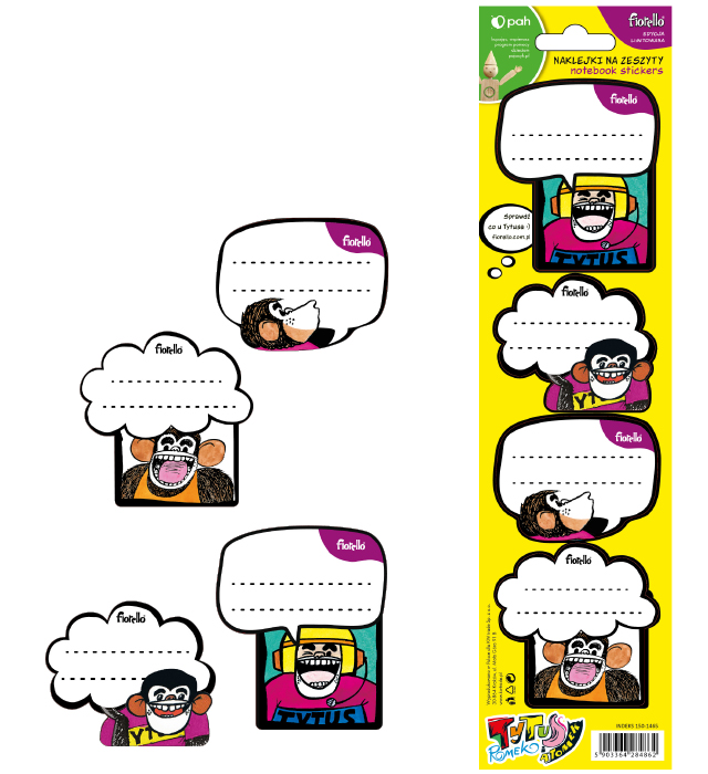 Naklejki na zeszyt Fiorello Tytus Romek i A'Tomek zestaw 4 sztuk. | biuroweokazje.pl | Nie przegap!