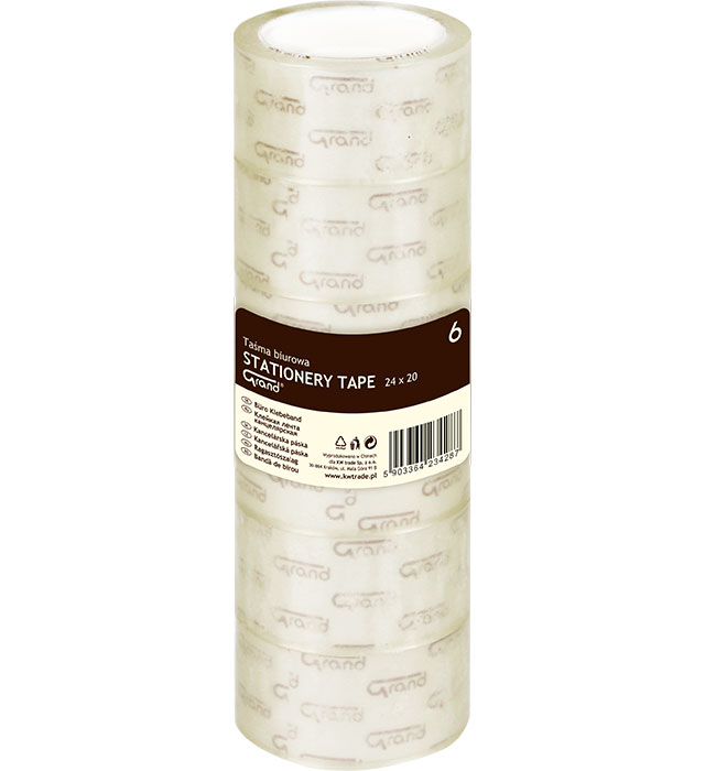 Taśmy klejące biurowe Grand 24 mm x 20 m zestaw 6 sztuk | biuroweokazje.pl | Weź najlepsze!