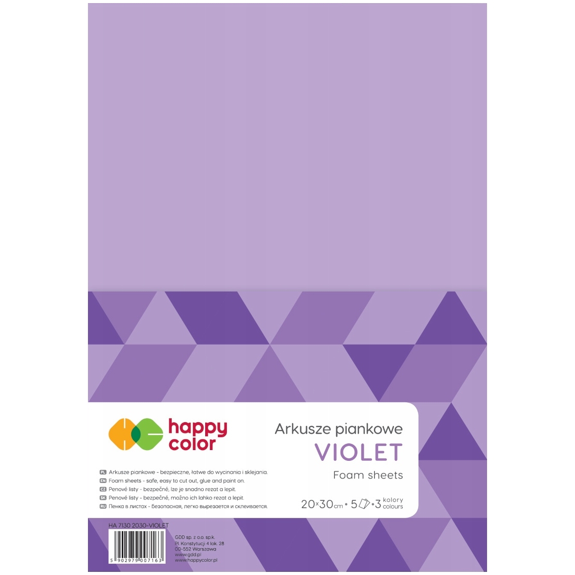 Arkusze piankowe A4, 5 ark, fioletowe Happy Color | biuroweokazje.pl | Zobacz co wybierają inni